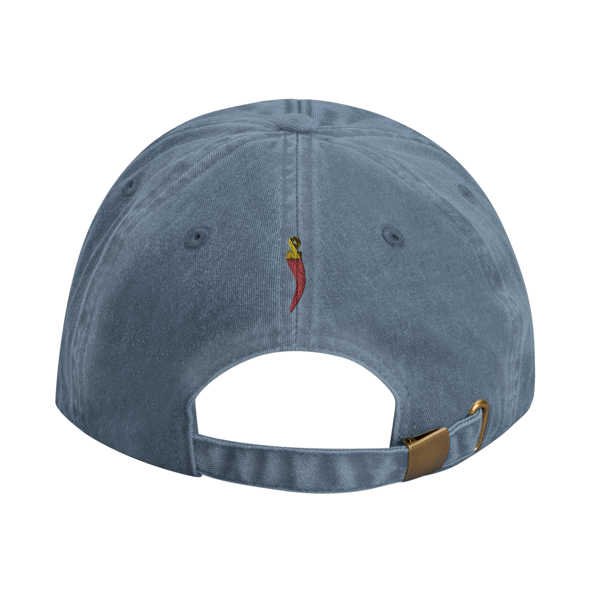 portafortuna vintage cotton dad cap with embroidered lettering and red cornicello on the back, Captured Headwear