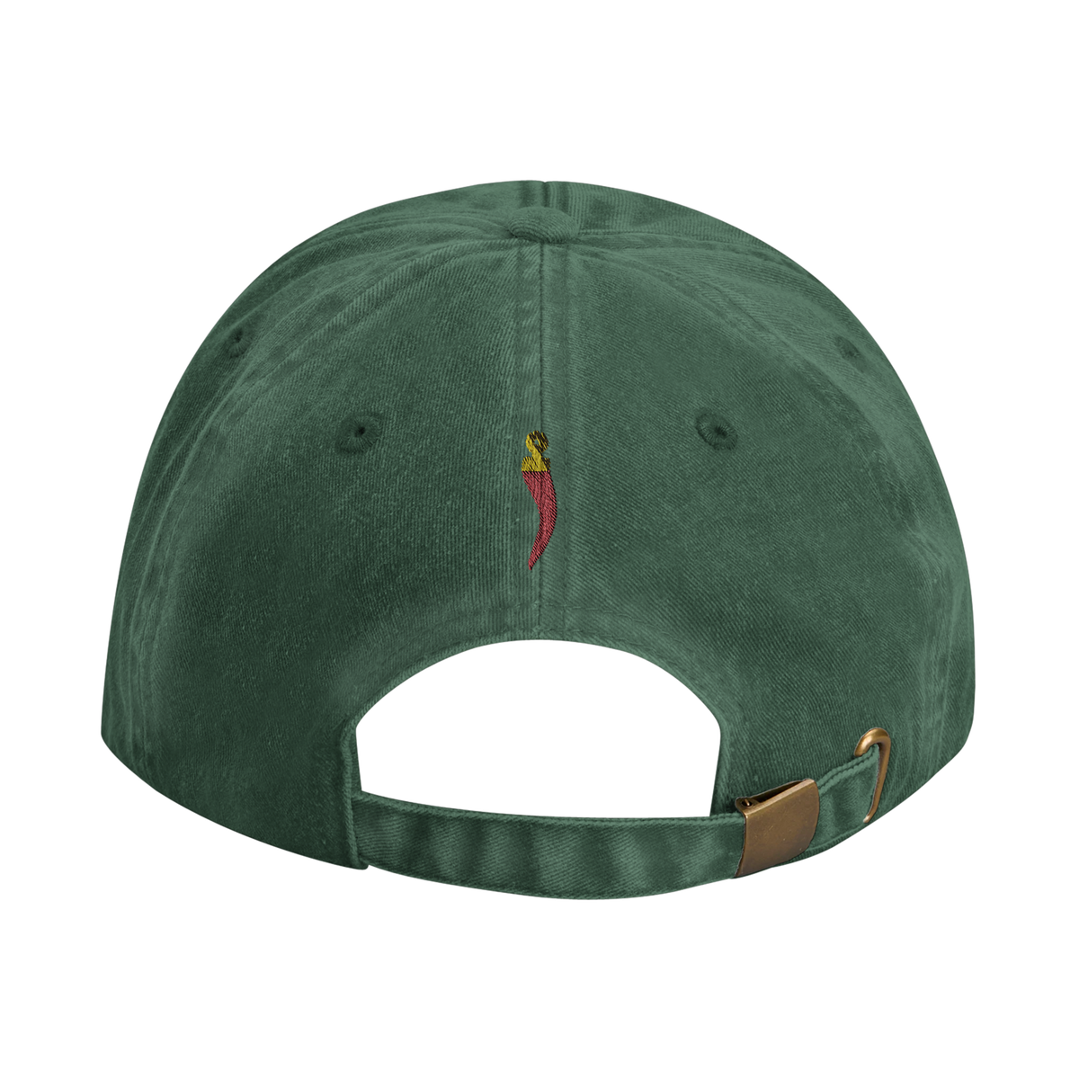 portafortuna vintage cotton dad cap with embroidered lettering and red cornicello on the back, Captured Headwear
