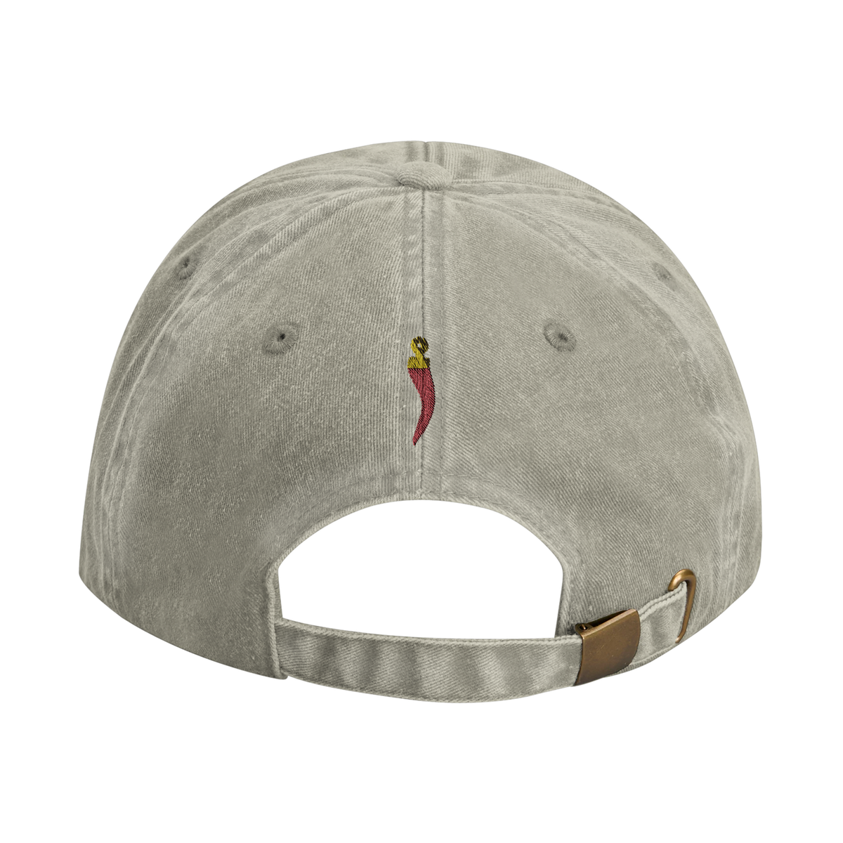 portafortuna vintage cotton dad cap with embroidered lettering and red cornicello on the back, Captured Headwear