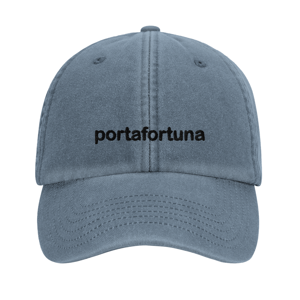 portafortuna vintage cotton dad cap with embroidered lettering and red cornicello on the back, Captured Headwear