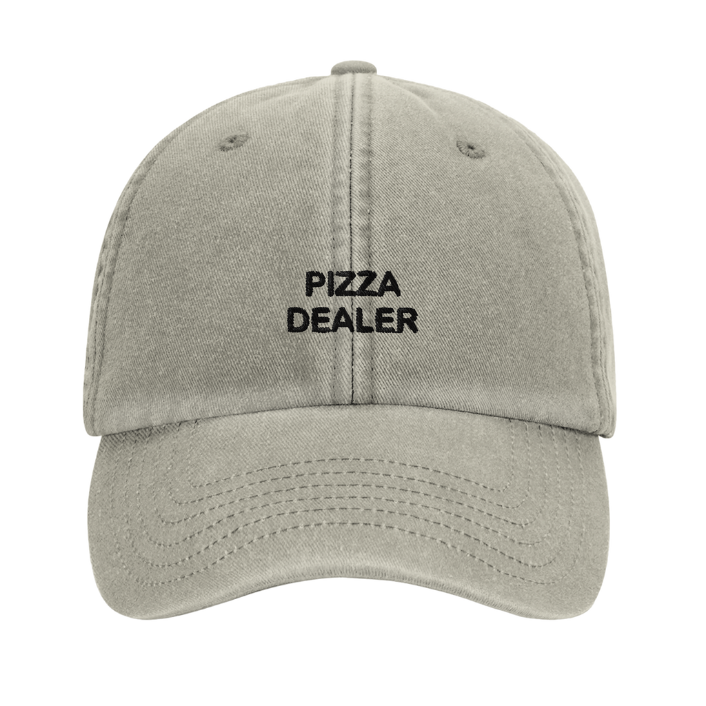 PIZZA DEALER vintage cotton dad cap with embroidered lettering, Captured Headwear