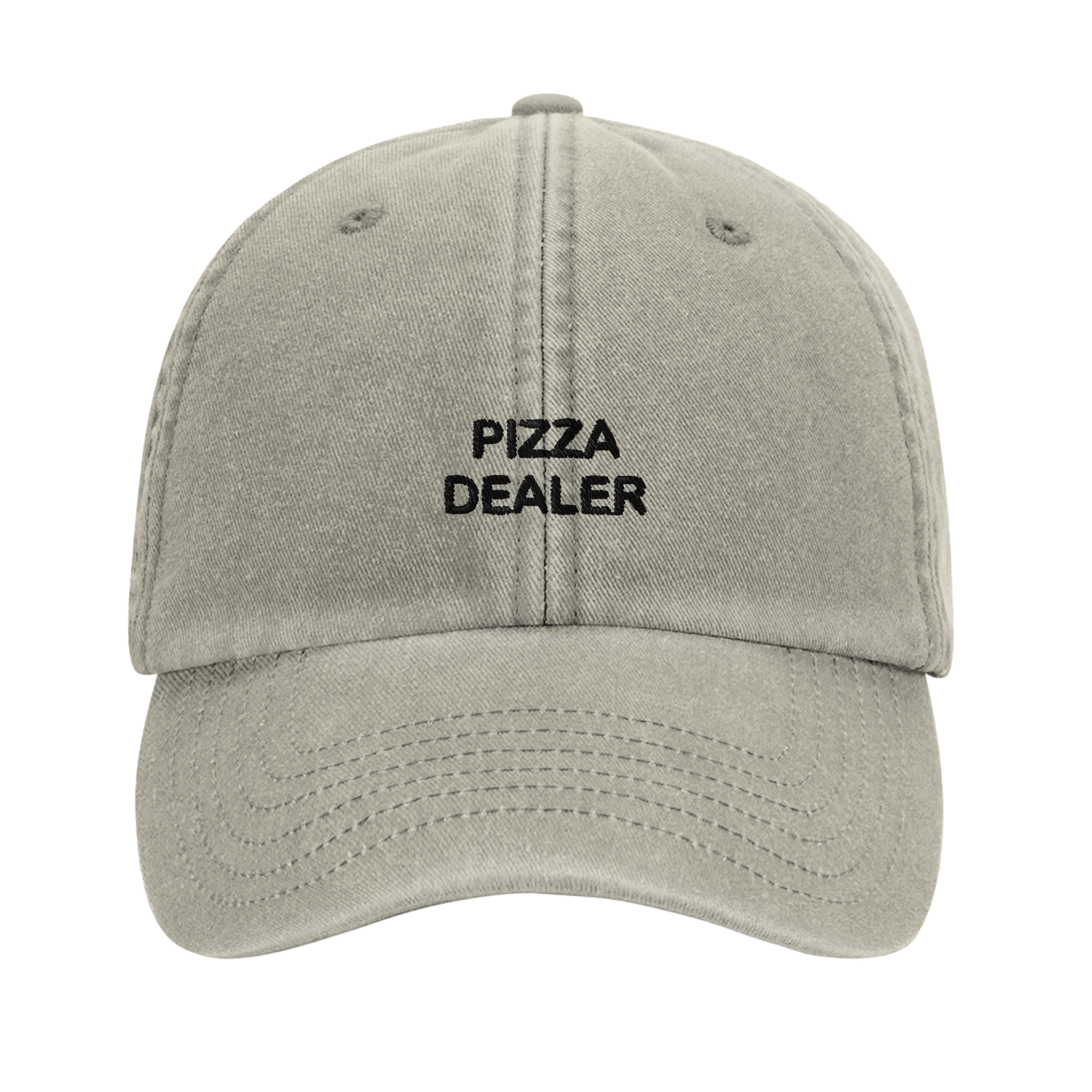 PIZZA DEALER vintage cotton dad cap with embroidered lettering, Captured Headwear