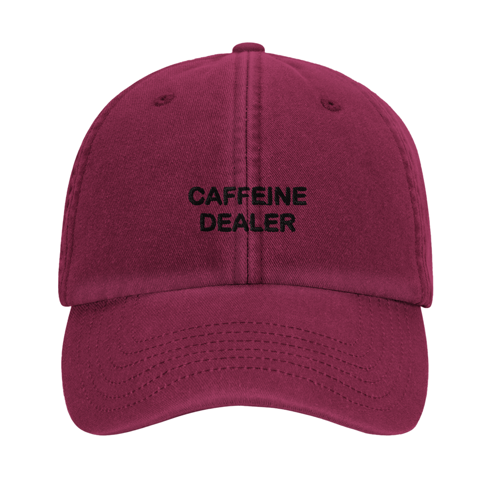 CAFFEINE DEALER vintage cotton dad cap with embroidered lettering, Captured Headwear