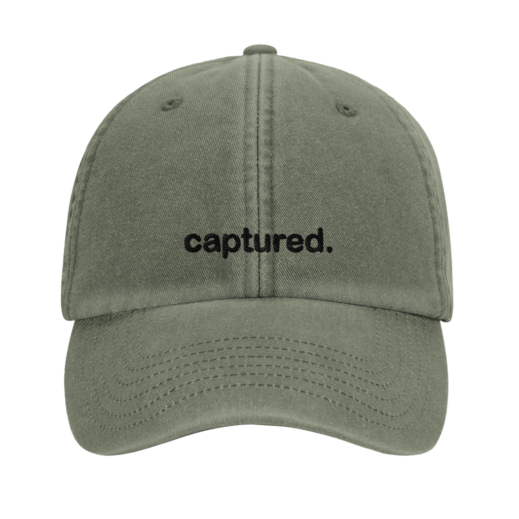 captured. vintage cotton dad cap with minimal embroidered logo, Captured Headwear