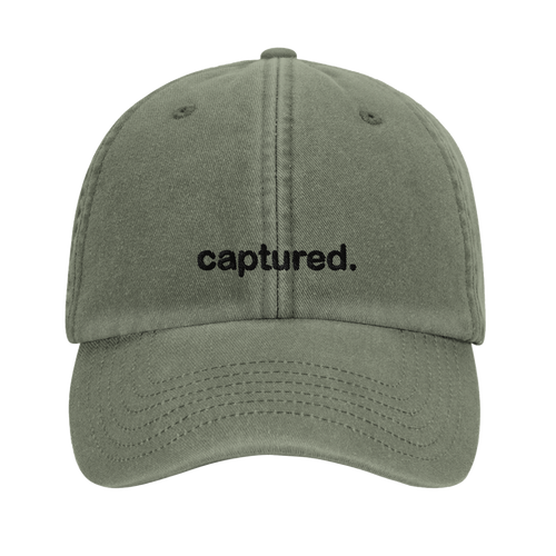 captured. vintage cotton dad cap with minimal embroidered logo, Captured Headwear