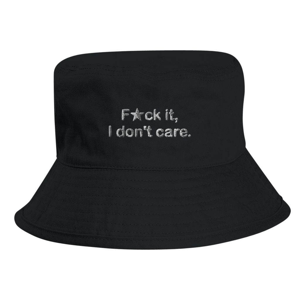 F★ck it organic cotton bucket hat with embroidered front lettering, Captured Headwear