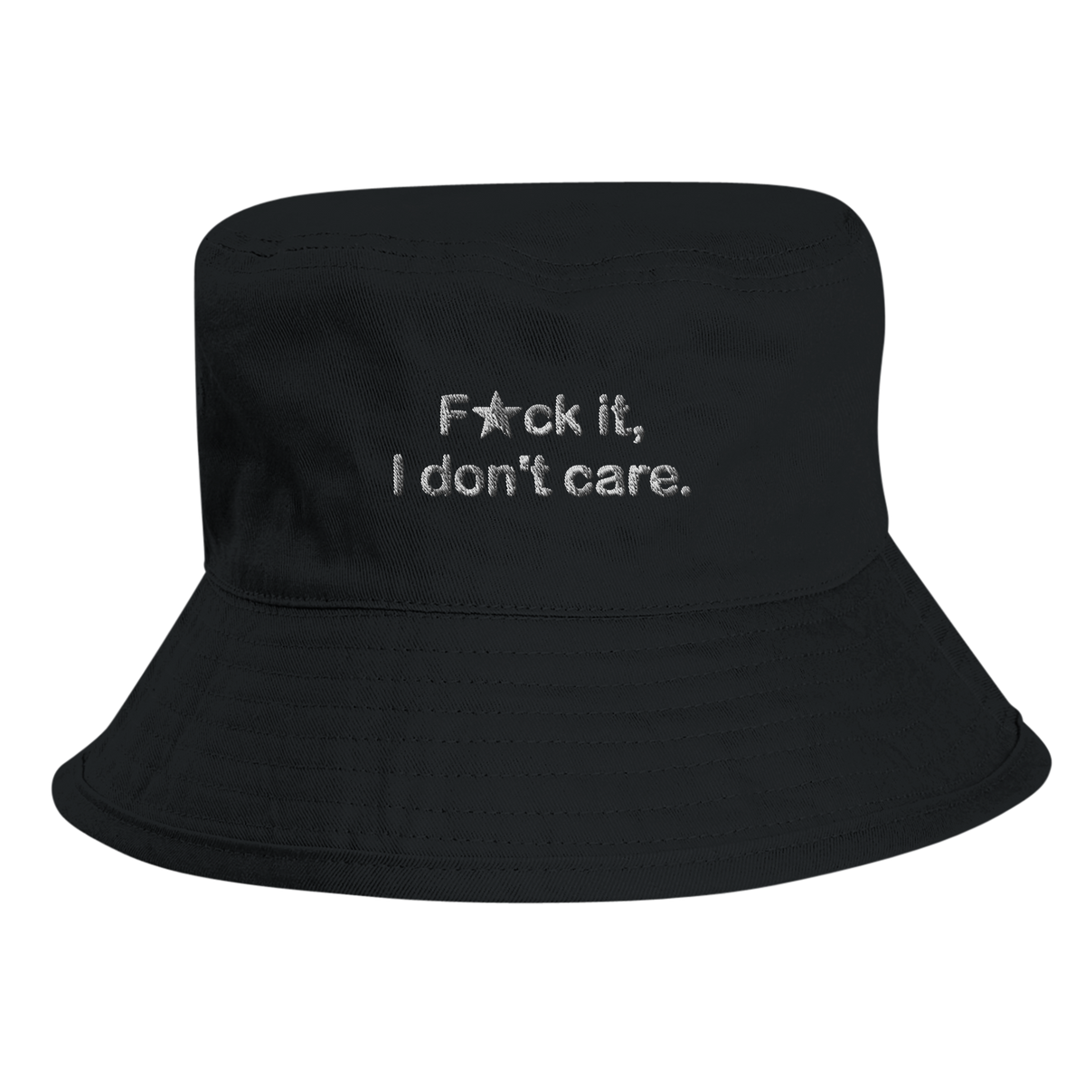 F★ck it organic cotton bucket hat with embroidered front lettering, Captured Headwear