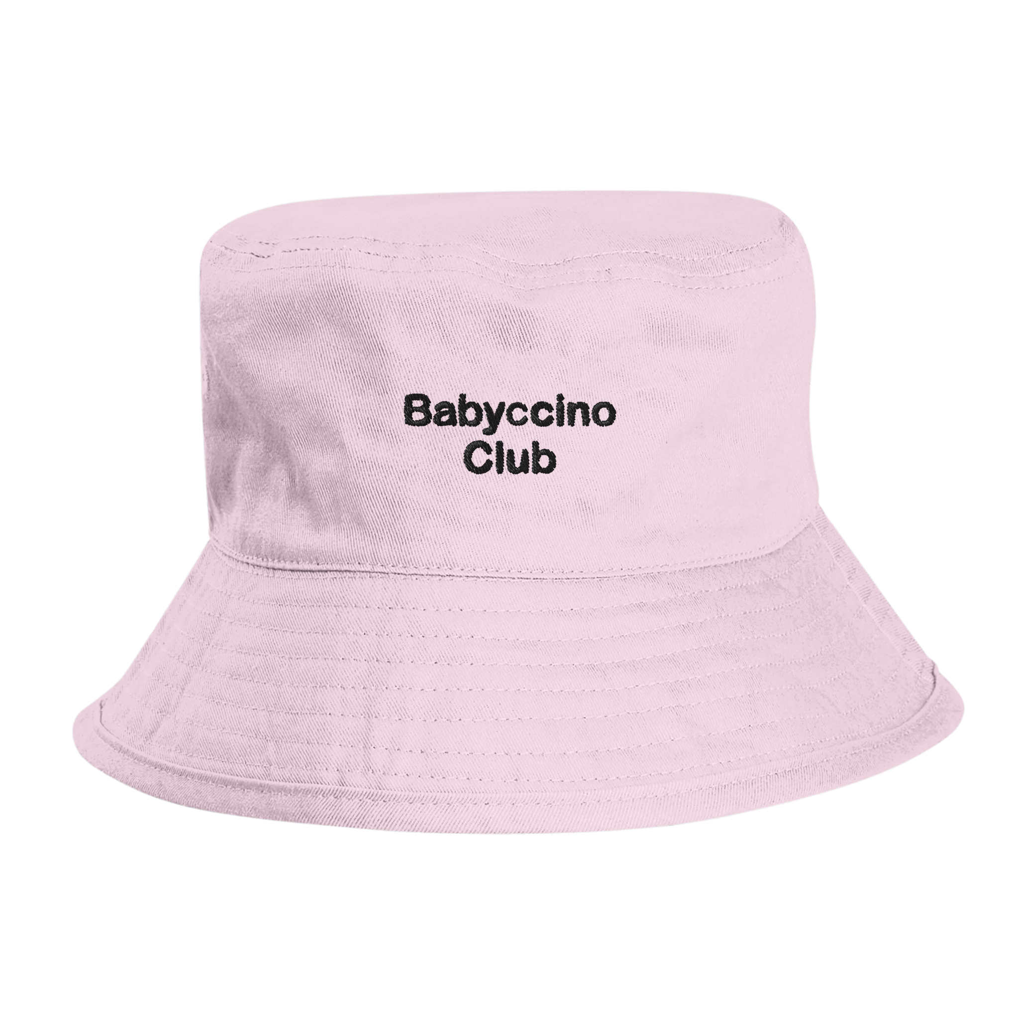 Babyccino Club organic cotton kids bucket hat with embroidered front lettering, Captured Headwear