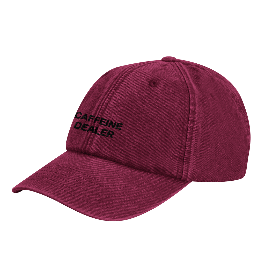 CAFFEINE DEALER vintage cotton dad cap with embroidered lettering, Captured Headwear