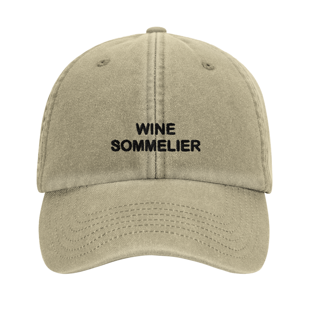 WINE SOMMELIER vintage cotton dad cap with embroidered lettering, Captured Headwear