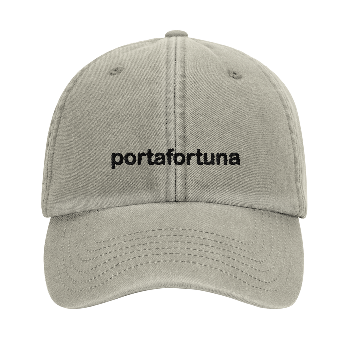 portafortuna vintage cotton dad cap with embroidered lettering and red cornicello on the back, Captured Headwear