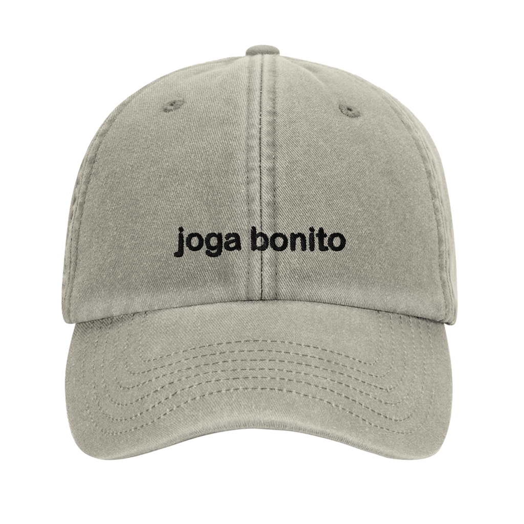 joga bonito vintage cotton dad cap with embroidered lettering and football on the back, Captured Headwear