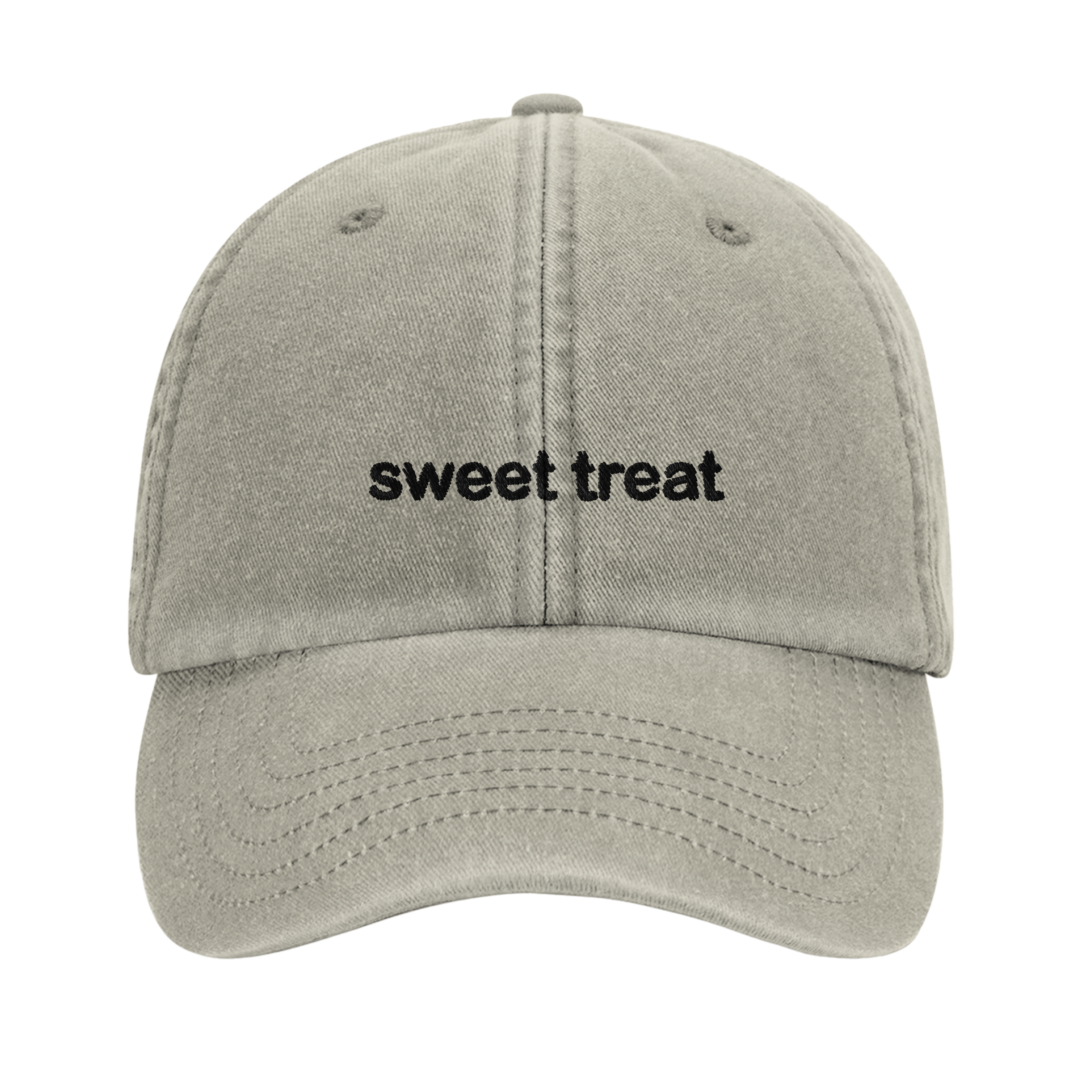 sweet treat vintage cotton dad cap with embroidered lettering and cupcake on the back, Captured Headwear