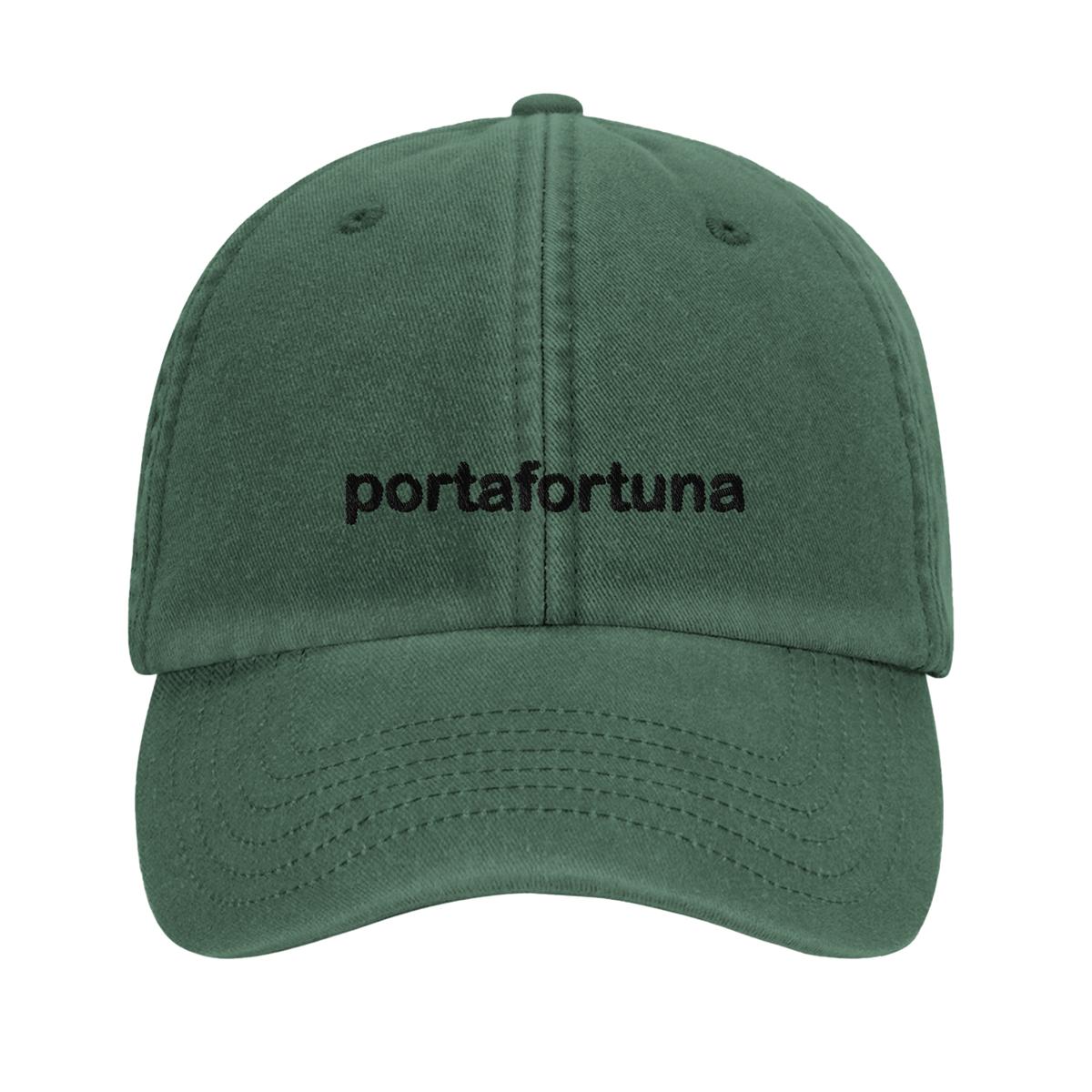 portafortuna vintage cotton dad cap with embroidered lettering and red cornicello on the back, Captured Headwear