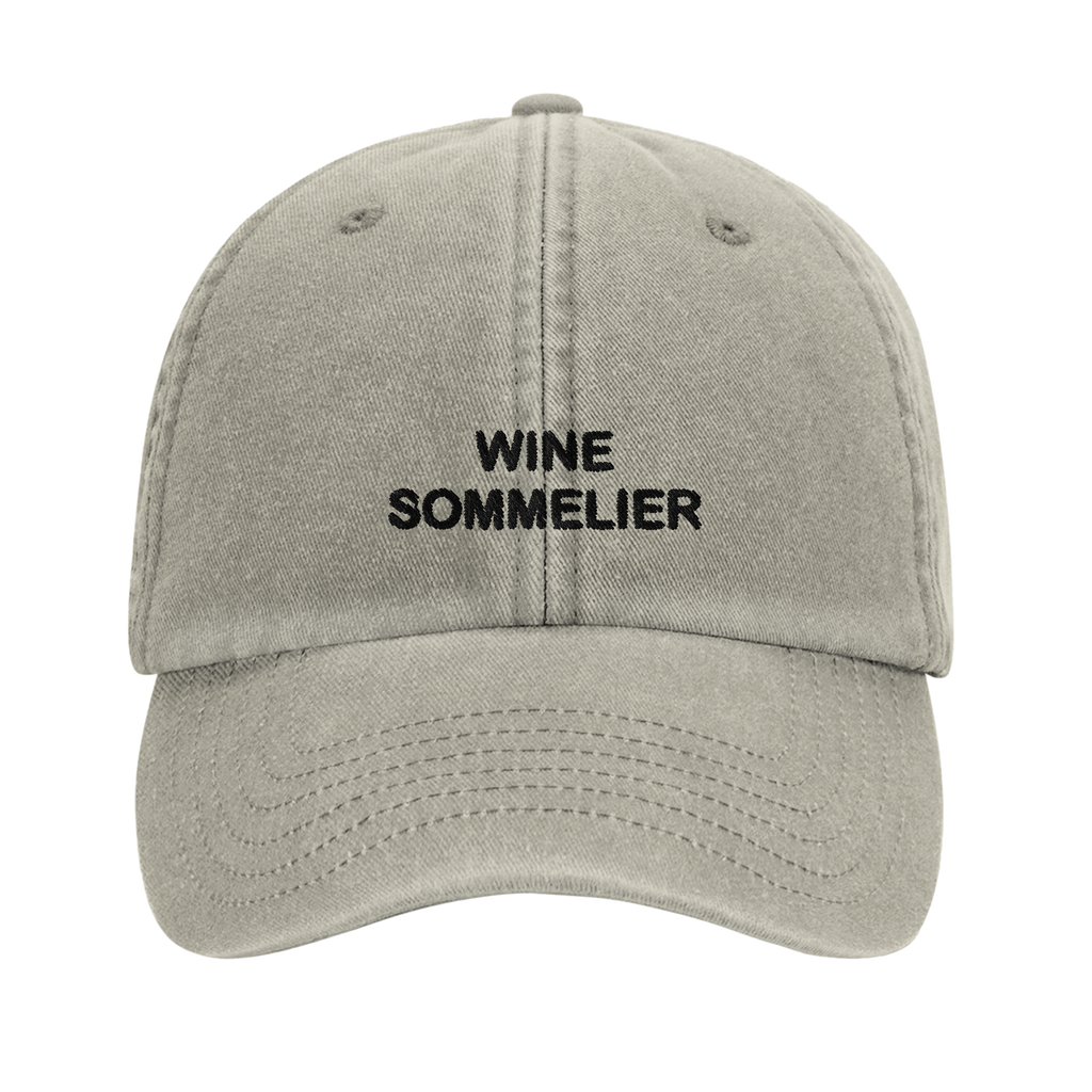 WINE SOMMELIER front embroidery detail, Captured Headwear vintage dad cap
