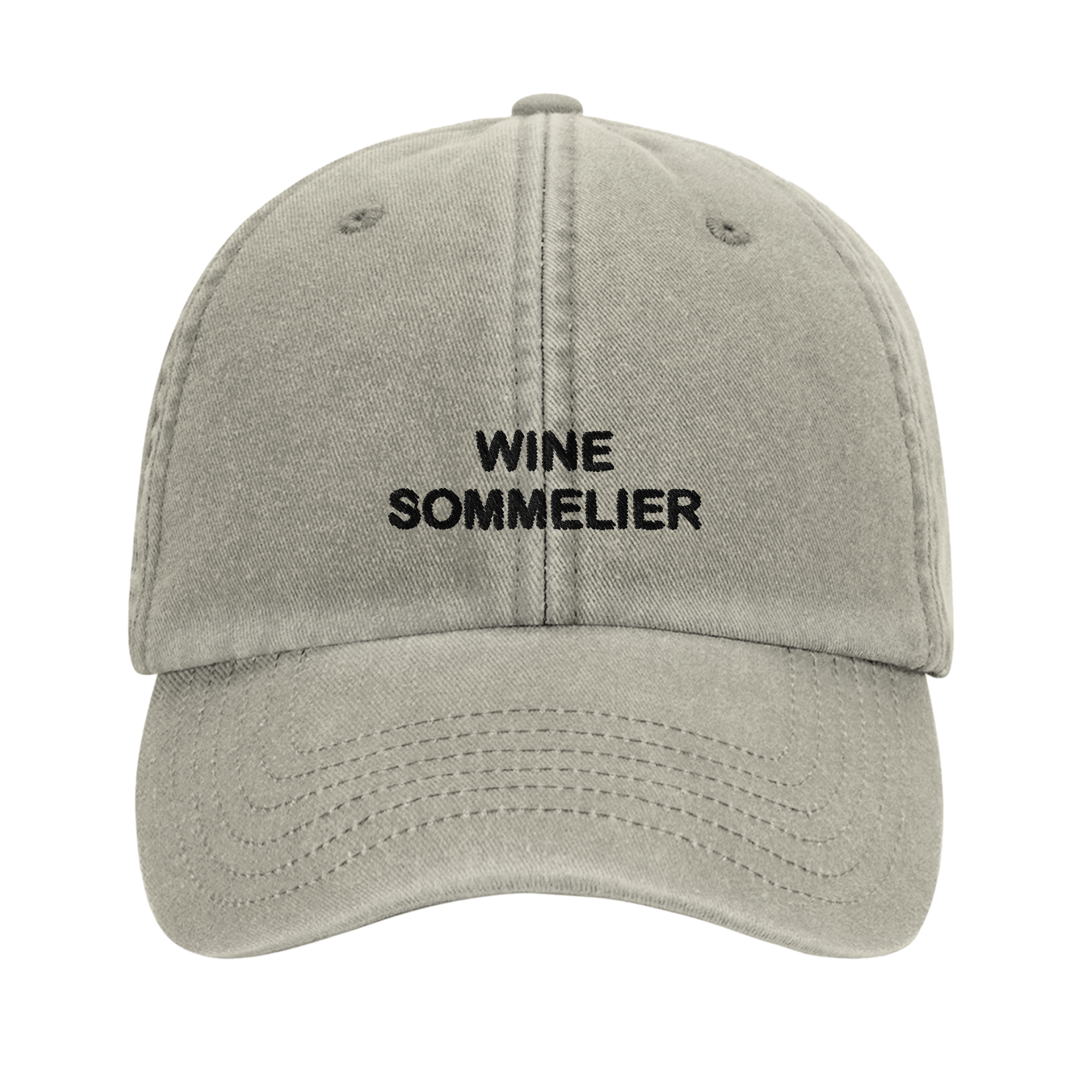 WINE SOMMELIER front embroidery detail, Captured Headwear vintage dad cap