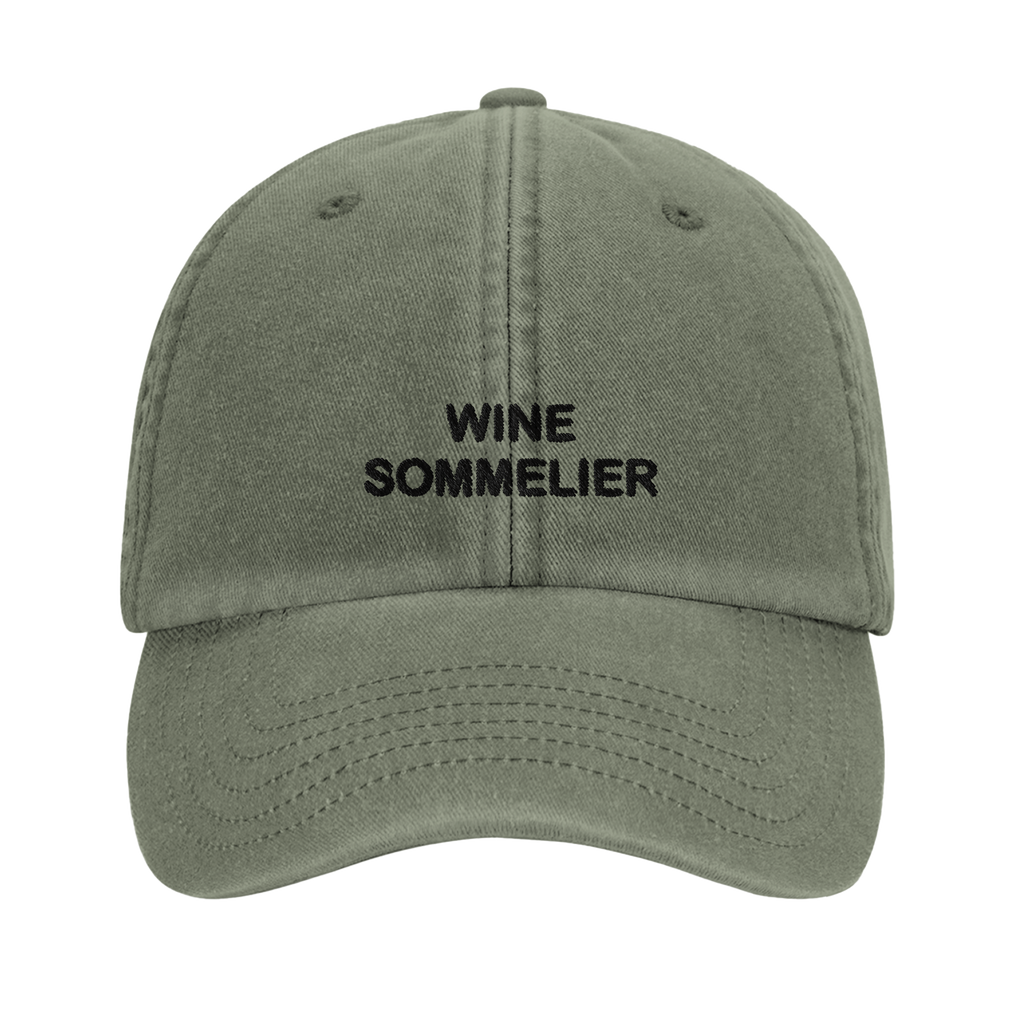 WINE SOMMELIER front embroidery detail, Captured Headwear vintage dad cap