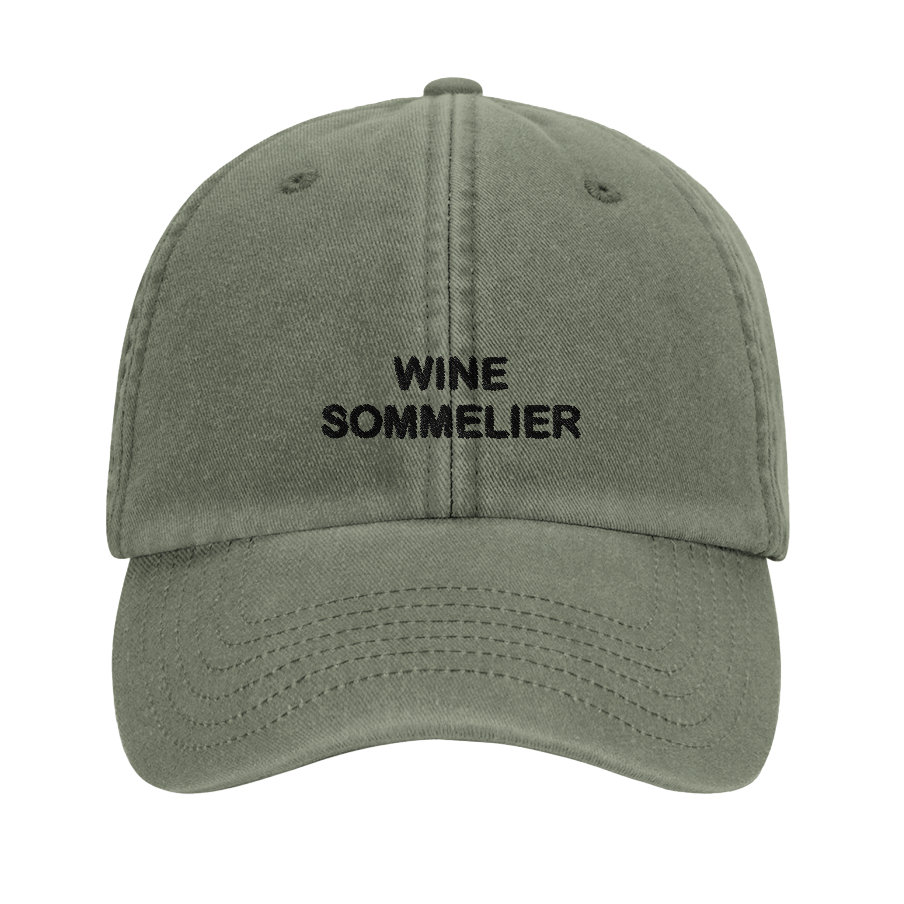 WINE SOMMELIER front embroidery detail, Captured Headwear vintage dad cap