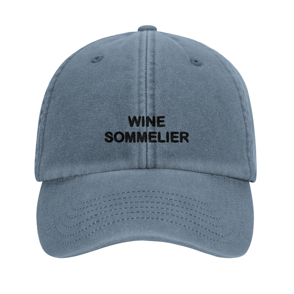 WINE SOMMELIER front embroidery detail, Captured Headwear vintage dad cap