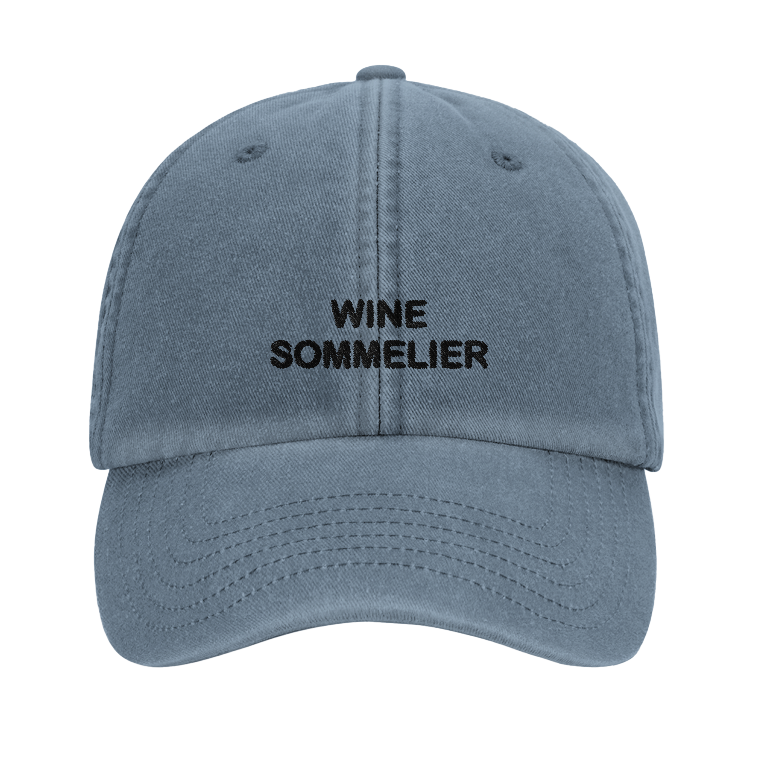 WINE SOMMELIER front embroidery detail, Captured Headwear vintage dad cap