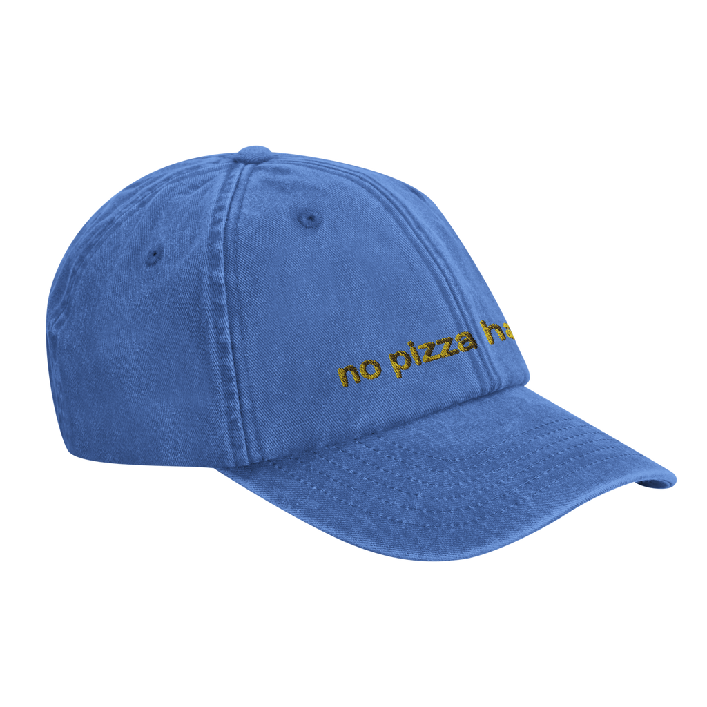 no pizza hawaii vintage cotton dad cap with yellow front embroidery and pineapple on the back, Captured Headwear
