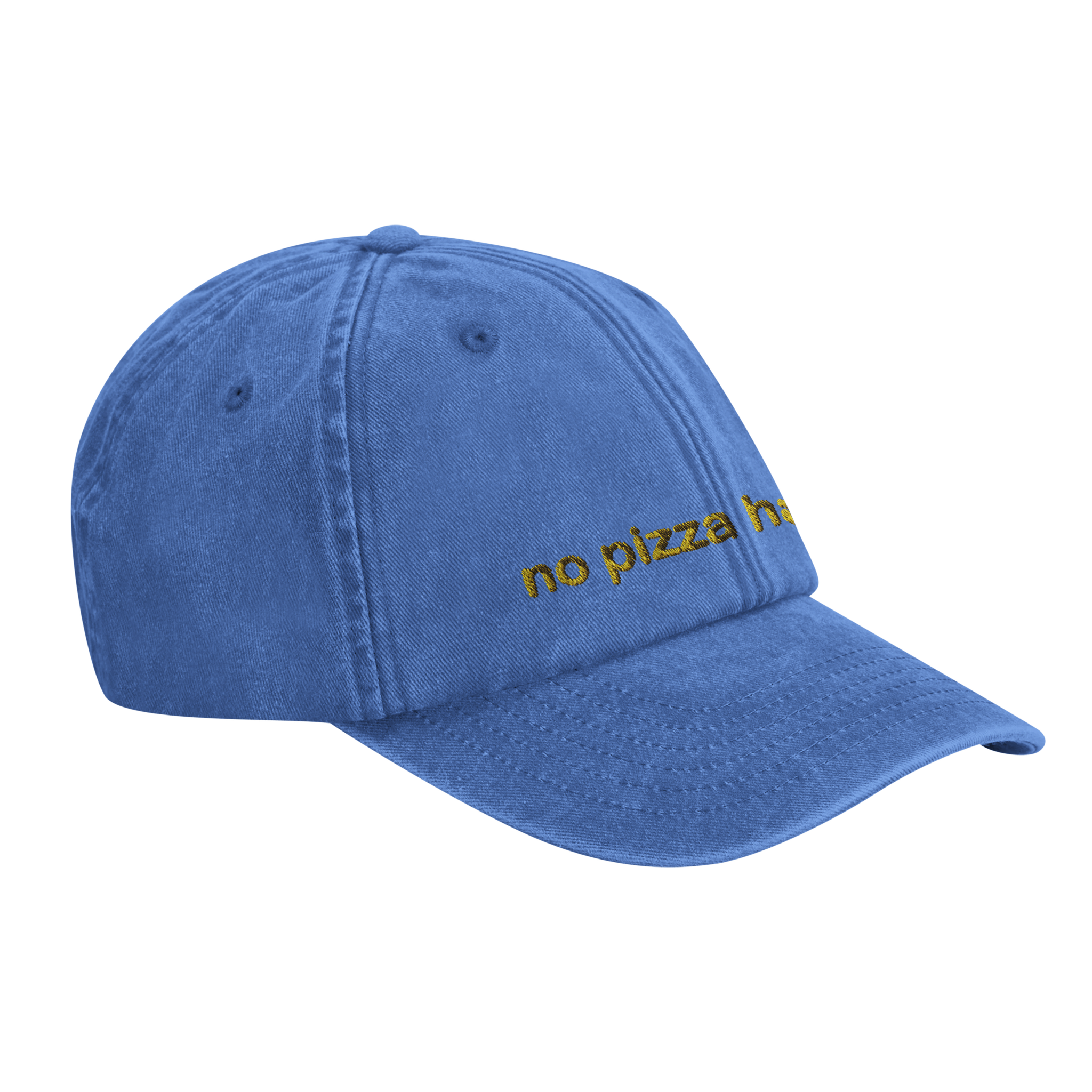 no pizza hawaii vintage cotton dad cap with yellow front embroidery and pineapple on the back, Captured Headwear