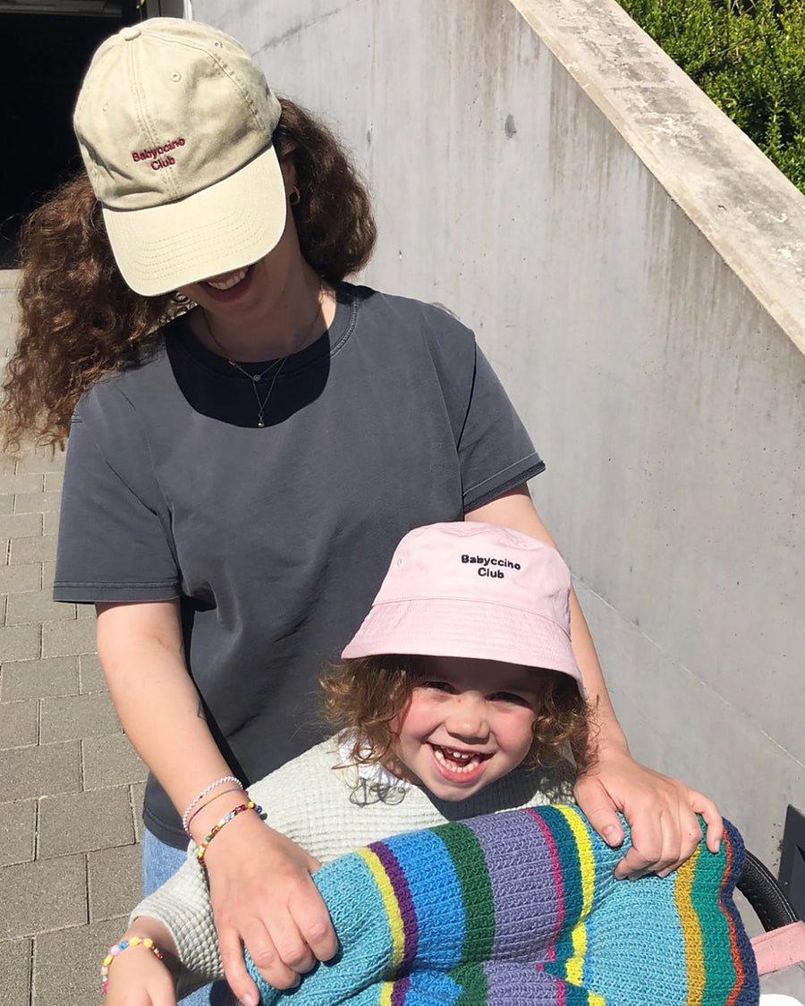 Babyccino Club caps, mother and child